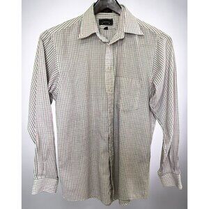 Arrow Mens Button Up Plaid Shirt Size 16 34/35 Cotton / Polyester Wrinkle-Free